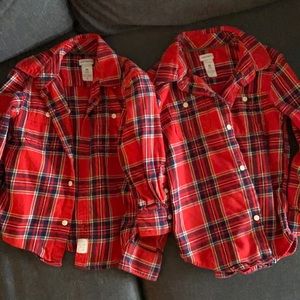 Boys Matching holiday Christmas red Carter’s flannel shirts
